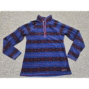 Eddie Bauer Womens Fleece Aztec Sweatshirt Top M Southwestern 1/2 Zip Mock Neck